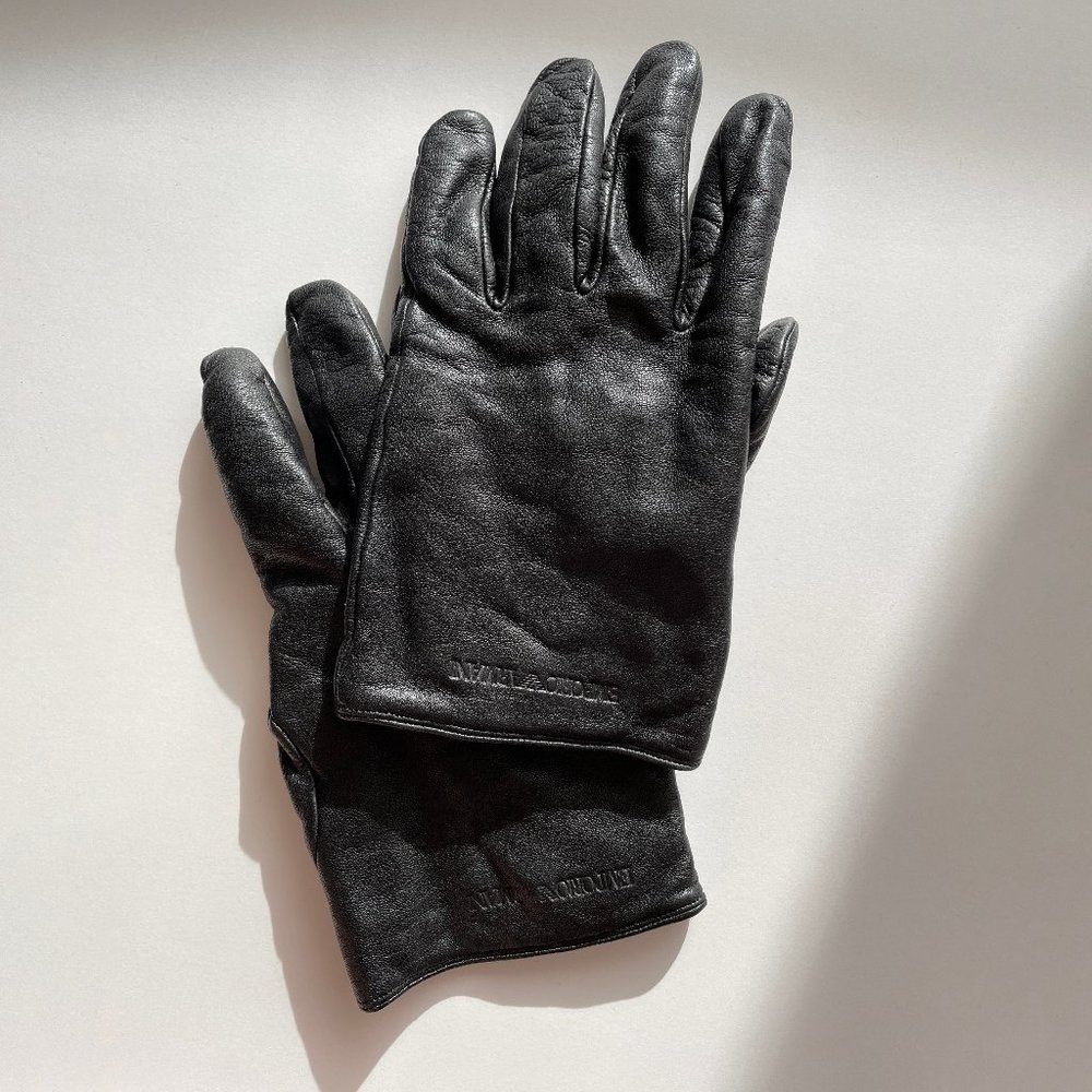 Black Emporio Armani leather + wool gloves